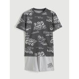LC Waikiki Lcw Kids Gri Baskılı Erkek Çocuk Şortlu Pijama Takımı - 10 - 11 Yaş