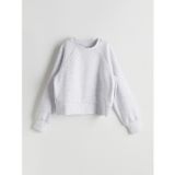 LC Waikiki LCW Kids Gri Bisiklet Yaka Baskılı Kız Çocuk Sweatshirt