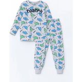 LC Waikiki Lcw Kids Gri Bisiklet Yaka Dizanor Baskılı Erkek Çocuk Pijama Takım - 2 - 3 Yaş