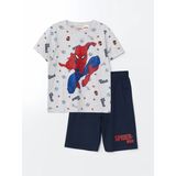 LC Waikiki Lcw Kids Gri Bisiklet Yaka Spider-Man Baskılı Erkek Çocuk Şortlu Pijama Takımı - 10 - 11 Yaş