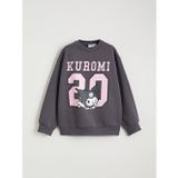 LC Waikiki LCW Kids Gri Kuromi Baskılı Kız Çocuk Kalın Sweatshirt