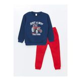 LC Waikiki LCW Kids Indigo Bisiklet Yaka Uzun Kollu Erkek Bebek Sweatshirt ve Eşofman Alt 2'li Takım