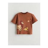 LC Waikiki LCW Kids Kahverengi Aslan Kral Baskılı Erkek Çocuk Tişört