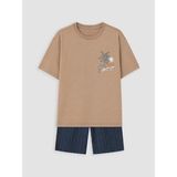 LC Waikiki Lcw Kids Kahverengi Bisiklet Yaka Erkek Çocuk Şortlu Pijama Takımı - 12 - 13 Yaş