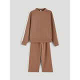 LC Waikiki Lcw Kids Kahverengi Bisiklet Yaka Kız Çocuk Sweatshirt ve Eşofman Altı - 4 - 5 Yaş