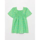 LC Waikiki Lcw Kids Kare Yaka Desenli Kısa Kollu Kız Çocuk Elbise - 5 - 6 Yaş - Green