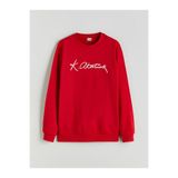 LC Waikiki LCW Kids Kirmizi Bisiklet Yaka Atatürk Imza Baskılı Erkek Çocuk Sweatshirt