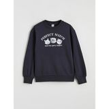 LC Waikiki Lcw Kids Lacivert Bisiklet Yaka Baskılı Kız Çocuk Kalın Sweatshirt - Dark Navy - 10 - 11 Yaş