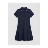 LC Waikiki LCW Kids Lacivert Pileli Polo Yaka Kız Çocuk Elbise