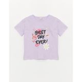 LC Waikiki Lcw Kids Lila Bisiklet Yaka Baskılı Kısa Kollu Kız Çocuk Tişört - 11 - 12 Yaş