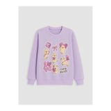 LC Waikiki LCW Kids Lila Bisiklet Yaka Baskılı Kız Çocuk Sweatshirt