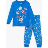 LC Waikiki Lcw Kids Mavi Bisiklet Yaka Baskılı Erkek Çocuk Pijama Takımı - 2 - 3 Yaş