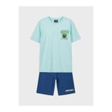 LC Waikiki Lcw Kids Mavi Minecraft Baskılı Erkek Çocuk Şortlu Pijama Takımı