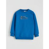 LC Waikiki LCW Kids Mavi Real Madrid Baskılı Erkek Çocuk Kalın Sweatshirt