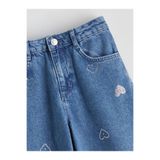 LC Waikiki LCW Kids Mavi Wideleg Taşlı Kız Çocuk Jean Pantolon