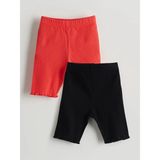 LC Waikiki LCW Kids Mercan Beli Lastikli Kız Çocuk Kısa Tayt 2'li