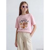 LC Waikiki Lcw Kids Pembe Bisiklet Yaka Baskılı Kız Çocuk Tişört - 10 - 11 Yaş