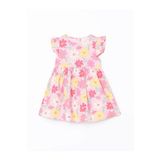 LC Waikiki LCW Kids Pembe Bisiklet Yaka Çiçekli Kız Çocuk Poplin Elbise