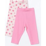 LC Waikiki Lcw Kids Pembe Çiçekli Kaşkorse Kız Çocuk Tayt 2'li - 9 - 12 Ay