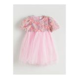 LC Waikiki LCW Kids Pembe Çiçekli Kız Çocuk Elbise