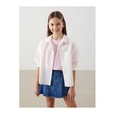 LC Waikiki LCW Kids Pembe Çizgili Kız Çocuk Crop Gömlek