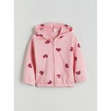 LC Waikiki Lcw Kids Pembe Fermuarlı Kapüşonlu Kız Çocuk Sweatshirt Uzun Kollu Kalp Desenli Kanguru Cep - 9 - 12 Ay
