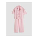 LC Waikiki LCW Kids Pembe Keten Karışımlı Kız Çocuk Bluz ve Pantolon