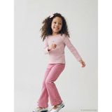 LC Waikiki Lcw Kids Pembe Simli Fiyonk Detaylı Ispanyol Paça Kız Çocuk Tayt - 1 - 2 Yaş