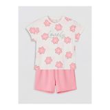 LC Waikiki LCW Kids Simli Çiçekli Kız Çocuk Şortlu Takım