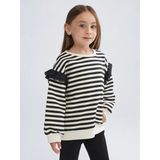 LC Waikiki Lcw Kids Siyah Bisiklet Yaka Çizgili Kız Çocuk Sweatshirt - 1 - 2 Yaş
