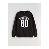 LC Waikiki LCW Kids Siyah Bisiklet Yaka New York Baskılı Erkek Çocuk Sweatshirt W5I435Z4