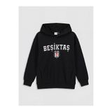 LC Waikiki LCW Kids Siyah Kapüşonlu Baskılı Erkek Çocuk Sweatshirt