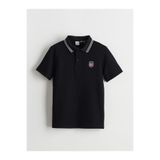 LC Waikiki LCW Kids Siyah Polo Yaka Beşiktaş Baskılı Erkek Çocuk Tişört