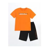LC Waikiki LCW Kids Turuncu Bisiklet Yaka Erkek Çocuk Şortlu Pijama Takımı