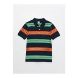 LC Waikiki LCW Kids Turuncu Polo Yaka Çizgili Kısa Kollu Erkek Çocuk Tişört
