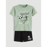 LC Waikiki Lcw Kids Yeşil Baskılı Erkek Çocuk Şortlu Pijama Takımı - 10 - 11 Yaş