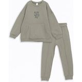 LC Waikiki Lcw Kids Yeşil Bisiklet Yaka Uzun Kollu Baskılı Erkek Bebek Sweatshirt ve Eşofman Alt 2'li - 6 - 7 Yaş