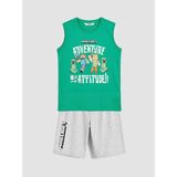 LC Waikiki Lcw Kids Yeşil Minecraft Baskılı Bisiklet Yaka Erkek Çocuk Pijama Takımı - 8 - 9 Yaş