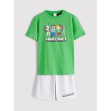 LC Waikiki Lcw Kids Yeşil Minecraft Baskılı Erkek Çocuk Şortlu Pijama Takımı - 12 - 13 Yaş