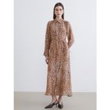 LC Waikiki LCW Modest Bej Leopar Desenli Modal Karışımlı Gömlek Elbise