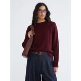 LC Waikiki Lcw Modest Bordo Bisiklet Yaka Kendinden Desenli Kadın Triko Kazak - XL