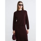 LC Waikiki Lcw Modest Bordo Bisiklet Yaka Kendinden Desenli Kadın Triko Kazak