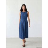 LC Waikiki LCW Modest İndigo Midi Kloş Jean Elbise