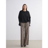 LC Waikiki LCW Modest Kahverengi Beli Lastikli Leopar Desenli Kadın Pantolon