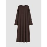 LC Waikiki LCW Modest Kahverengi Bisiklet Yaka A Kesim Elbise