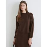 LC Waikiki Lcw Modest Kahverengi Bisiklet Yaka Kendinden Desenli Kadın Triko Kazak - XL