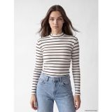 LC Waikiki LCW Modest Kahverengi Dik Yaka Çizgili Kadın Body