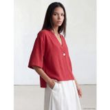 LC Waikiki LCW Modest Kırmızı V Yaka Modal Karışımlı Kadın Tunik