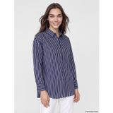 LC Waikiki LCW Modest Lacivert Çizgili Oversize Kadın Gömlek Tunik