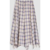 LC Waikiki LCW Modest Mavi Beli Lastikli Ekose Asimetrik Etek
